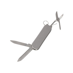 Складной мультитул-брелок с тремя функциями в индивидуальной упаковке: нож, пилка для ногтей, ножницы, нержавеющая сталь