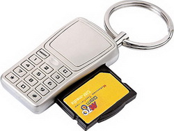 Брелок мобильный телефон с отделением для SIM -карты серебристый