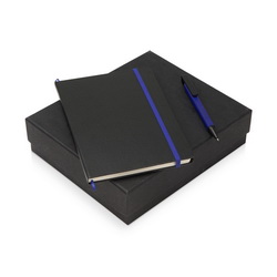 Подарочный набор: блокнот с резинкой, А5 и ручка-подставка, картон, металл, пластик
