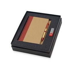 Подарочный набор: блокнот на пружине с ручкой и флеш-карта 8Гб, картон, пластик, металл