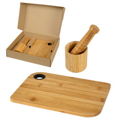 Подарочный набор "Шеф-повар": разделочная доска и ступка с пестиком, бамбук