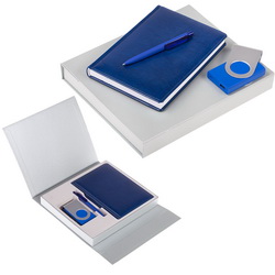 Подарочный набор: ежедневник недатированный формата А5, внешний аккумулятор 4000 mAh, ручка шариковая, пластик, металл, картон, искусственная кожа
