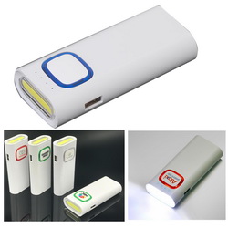 Зарядное устройство с LED-фонариком и подсветкой логотипа, 4400mAh, пластик