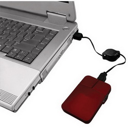 Мышь компьютерная с подсвечивающимся логотипом, порезиненный пластик, красный