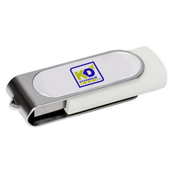 Флэш-карта USB 2.0, 8 Gb, корпус - пластик, поворотный металлический клип с углублением для смоляной наклейки. Для расчета нанесения необходим макет в векторе.