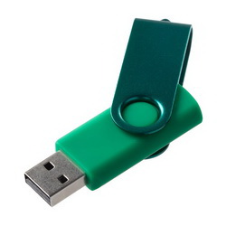 Флэш-карта USB с покрытием софт-тач, 16 Gb, пластик, металл. Возможны комбинированные сочетания цветов корпуса и скобы.