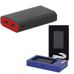 Внешний аккумулятор, 7800 mAh, пластик, покрытие - soft touch с эффектом каменной поверхности, в комплекте USB-Kaбель 3-в-1: micro USB, iPhone 5/6/7/8/10, type C. В подарочной коробке