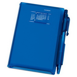 Записная книжка с ручкой и вечным календарем синий