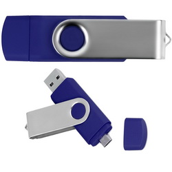 Флеш-карта USB с разъемом микро USB, 16Gb, пластик с покрытием soft-touch, металл
