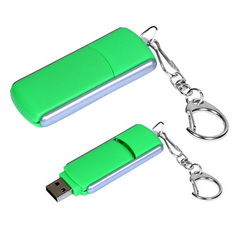 Флеш-карта USB с карабином и выдвижным механизмом, 32Gb, пластик, металл
