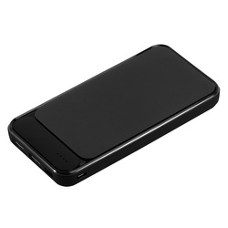 Внешний аккумулятор с покрытием soft touch в подарочной коробке, 10000 mAh, при гравировке логотип подсвечивается, в комплекте USB-кабель 3-B-1: micro USB, iPhone 5/6/7/8/X, Type C (длина 25 см), пластик