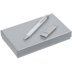 Подарочный набор: шариковая ручка с покрытием Soft touch и флеш-карта, 16 Гб, металл, пластик