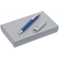 Подарочный набор: шариковая ручка с покрытием Soft touch и флеш-карта, 16 Гб, металл, пластик