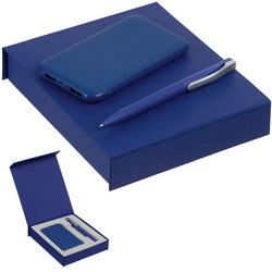 Подарочный набор: внешний аккумулятор с покрытием soft touch, 5000 мАh, шариковая ручка с покрытием soft touch, пластик
