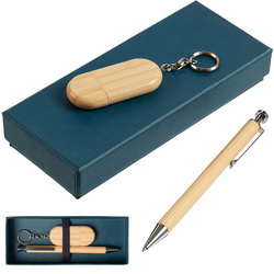 Подарочный набор: шариковая ручка и флеш-карта, 8 Гб, дерево, металл