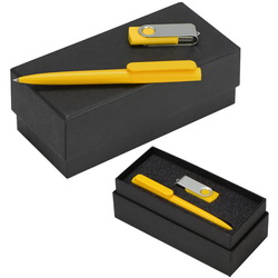 Подарочный набор с флеш-картой USB 2.0 , 8ГБ, с покрытием софт-тач и шариковой ручкой, пластик, металл