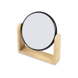 Двухстороннее зеркало на деревянной подставке, бамбук, пластик, стекло