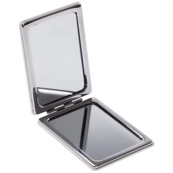 Двойное складное зеркало - обычное и увеличивающее, металл, искусственная кожа