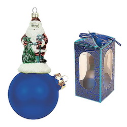 Новогоднее украшение "Дед мороз на шарике", матовый пластик
