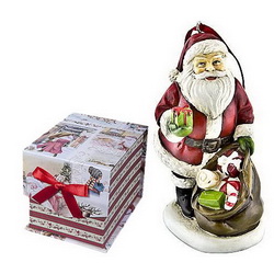 Подвесной сувенир "Дед Мороз с подарками", полистоун, в подарочной коробке