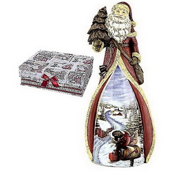Новогоднее украшение "Дед Мороз и елка", полистоун, в подарочной коробке