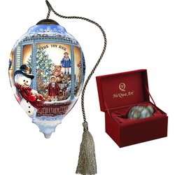 Новогоднее коллекционное украшение "Снеговик" в подарочной коробке, стекло