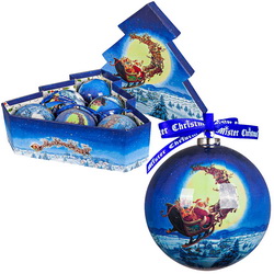 Набор из 6-и шаров новогодних из папье-маше, d7,5 см, в подарочной коробке