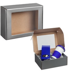 Самосборная подарочная коробка с прозрачным пластиковым окном, ПВХ, микрогофрокартон