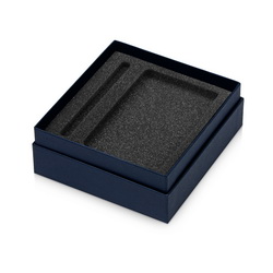Подарочная коробка с ложементом для ручки и блокнота А6, переплетный картон кашированный дизайнерской бумагой эфалин