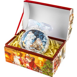 Коллекционный шар в технике декупаж, в подарочной коробке в форме сундучка, ПВХ