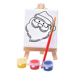 Набор для раскраски "Дед Мороз": холст, деревянный мольберт, кисть, краски (3 шт.)