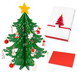 Новогодняя елочка в комплекте с игрушками в подарочной упаковке, картон, пластик, дерево