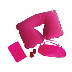 Набор для путешествий "Pink": повязка на глаза для сна в дороге, подушка под голову, беруши, дорожный чехол