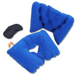 Набор путешественника:2 подушки, беруши, маска для сна, цвет синий