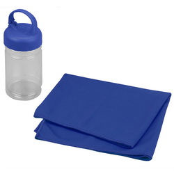 Салфетка для фитнеса (31х83см) в пластиковой бутылке с карабином, пластик, текстиль