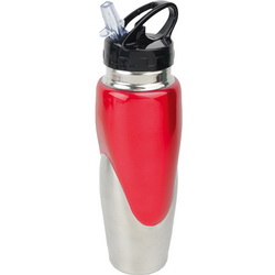 Бутылочка для воды с выдвижным носиком, нерж. сталь, пластик