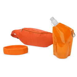 Набор для спорта: сумка на пояс, полиэстр, емкость для питья, 600 мл, полиэтилен, повязка на голову, хлопок