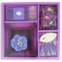 Набор ароматический Лаванда (благовония, подставка, саше, свеча, подсвечник), цвет фиолетовый