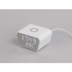Настольные часы с беспроводным зарядным устройством, 15W, будильником и термометром, АБС-пластик