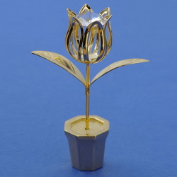 Сувенир настольный "Тюльпан", позолота, с хрусталиками Сваровски