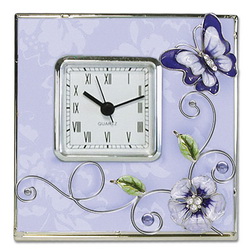 Настольные часы Фиалка, металл, стекло, цвет фиолетовый