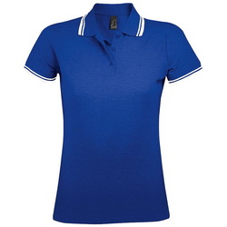 Рубашка поло женская с отделкой на воротнике и рукавах, S-XL, 100% хлопок, плотность 200 г/кв.м