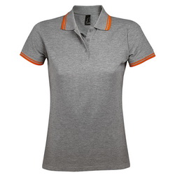 Рубашка поло женская с отделкой на воротнике и рукавах, S-XL, 100% хлопок, плотность 200 г/кв.м
