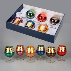 Набор из 6-ти разноцветных бокалов для коньяка "Multicolore" в подарочной коробке, стекло, Италия