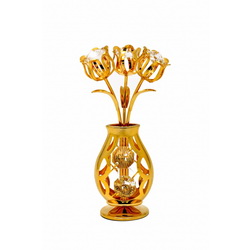 Сувенир "Желтые тюльпаны" с кристаллами Swarovski в индивидуальной упаковке, сталь
