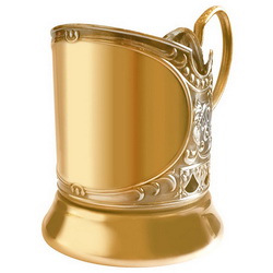 Набор чайный "Персона VIP": подстаканник (никель, позолота), стакан хрустальный, ложка, в подарочной коробке