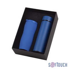 Набор подарочный с покрытием soft touch: термос, 500 мл, с индикацией температуры и термостакан, 400 мл, в подарочной упаковке с ложементом, металл, пластик