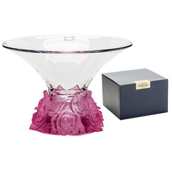 Ваза для фруктов "Чайная роза" с декорированным основанием, h 25,5 см, хрустальное стекло, в подарочной коробке, Чехия