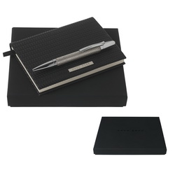 Подарочный набор "Hugo Boss": шариковая ручка и блокнот формата А6, искусственная кожа, латунь