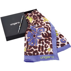 Набор Ungaro: платок и ручка шариковая в подарочной коробке, натуральный шелк, металл